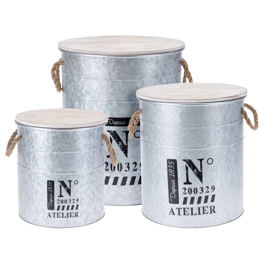 Co-bac de rangement en 3 parties Collection avec corde zinc