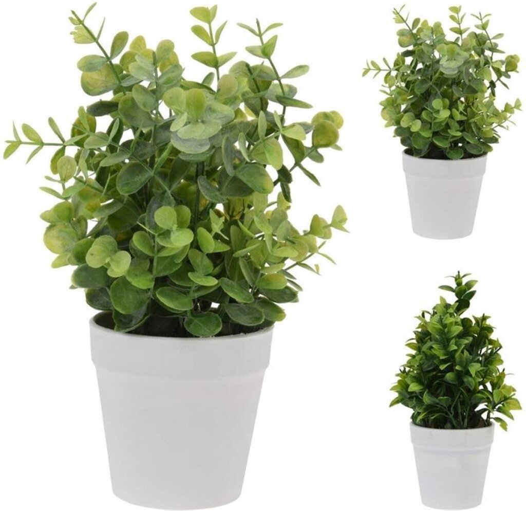 Diverses plantes artificielles en pot de fleur vert 25cm