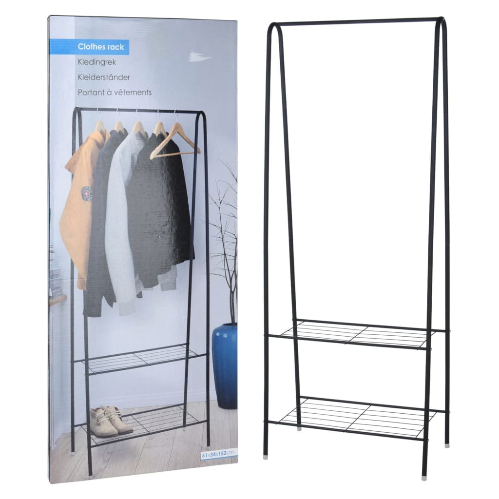 Solutions de rangement Rack de vêtements avec 2 couches 61x34x152 cm