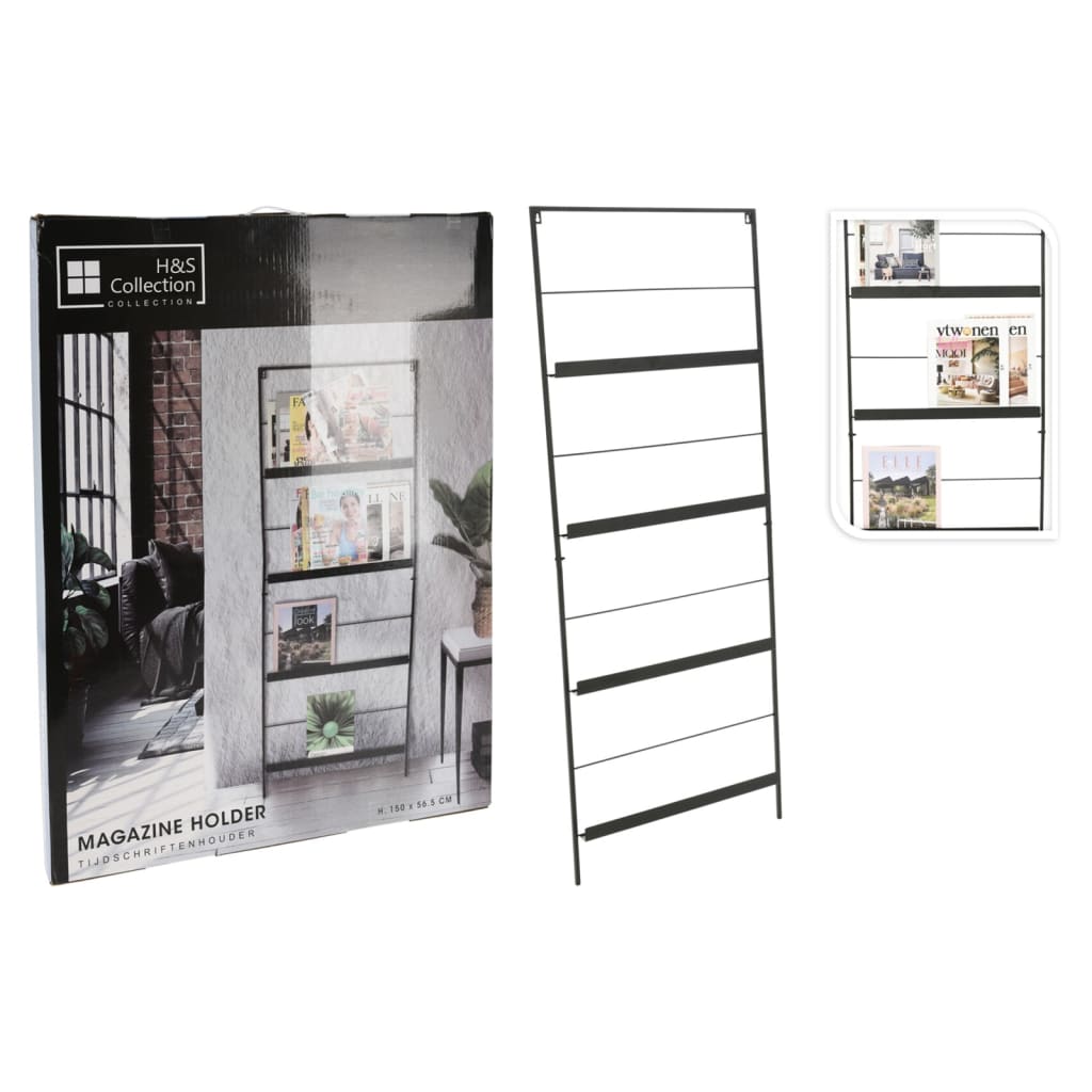 H S Collection H S Collection Porte-revues 150x56,5 cm métal noir