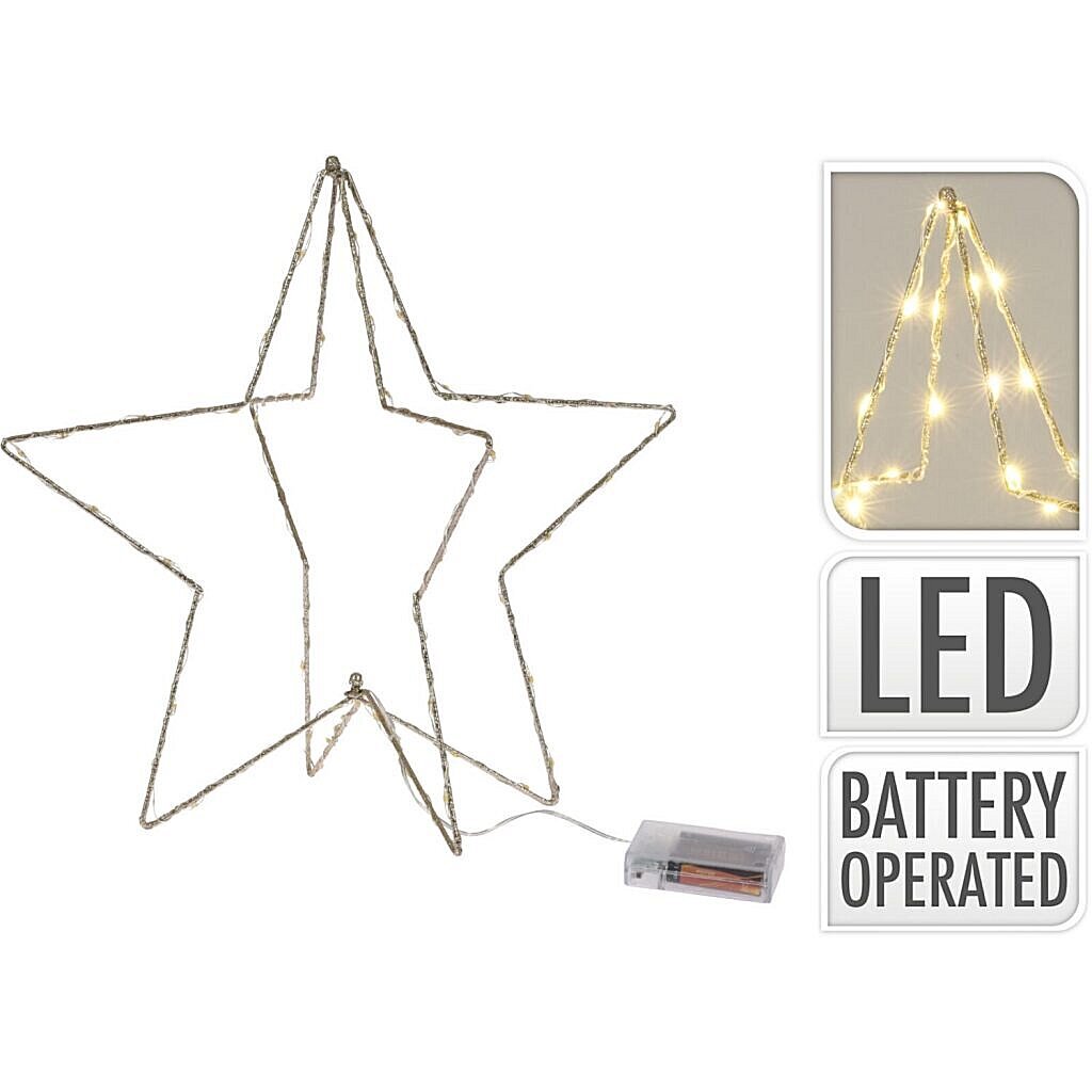 Pas d'étoile de feu avec LED 37cm or | 3 pièces
