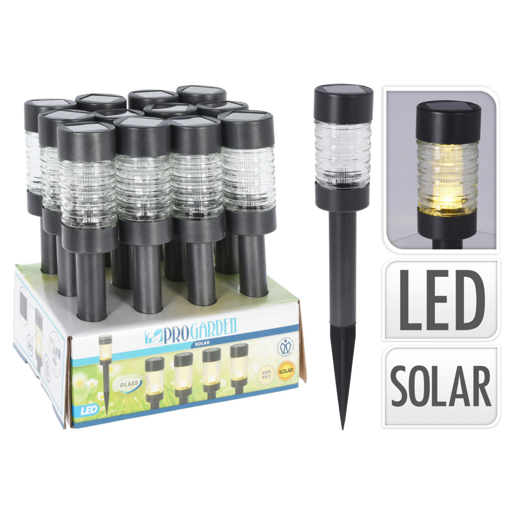 Lampe solaire de jardin Pro verre inox anthracite