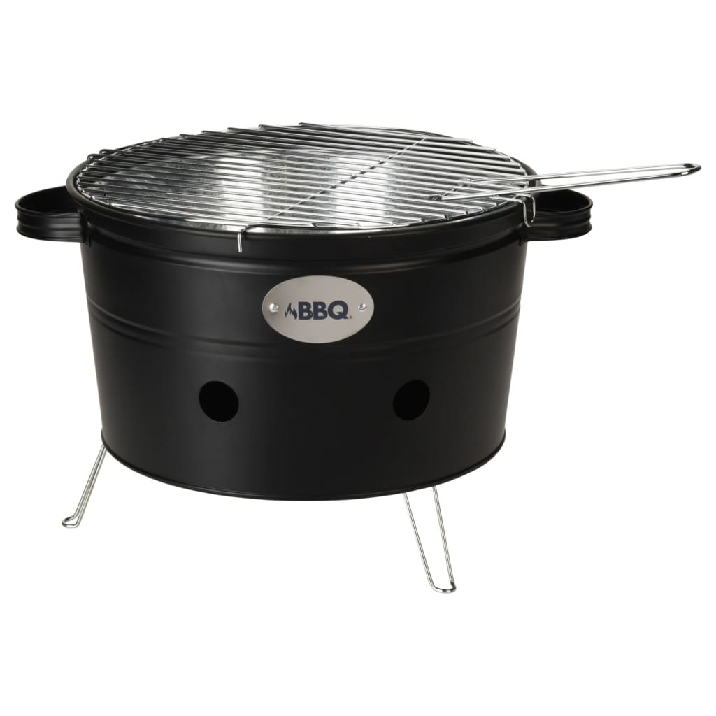 Seau de barbecue de progarden avec 2 poignées 34,5 cm noir mat