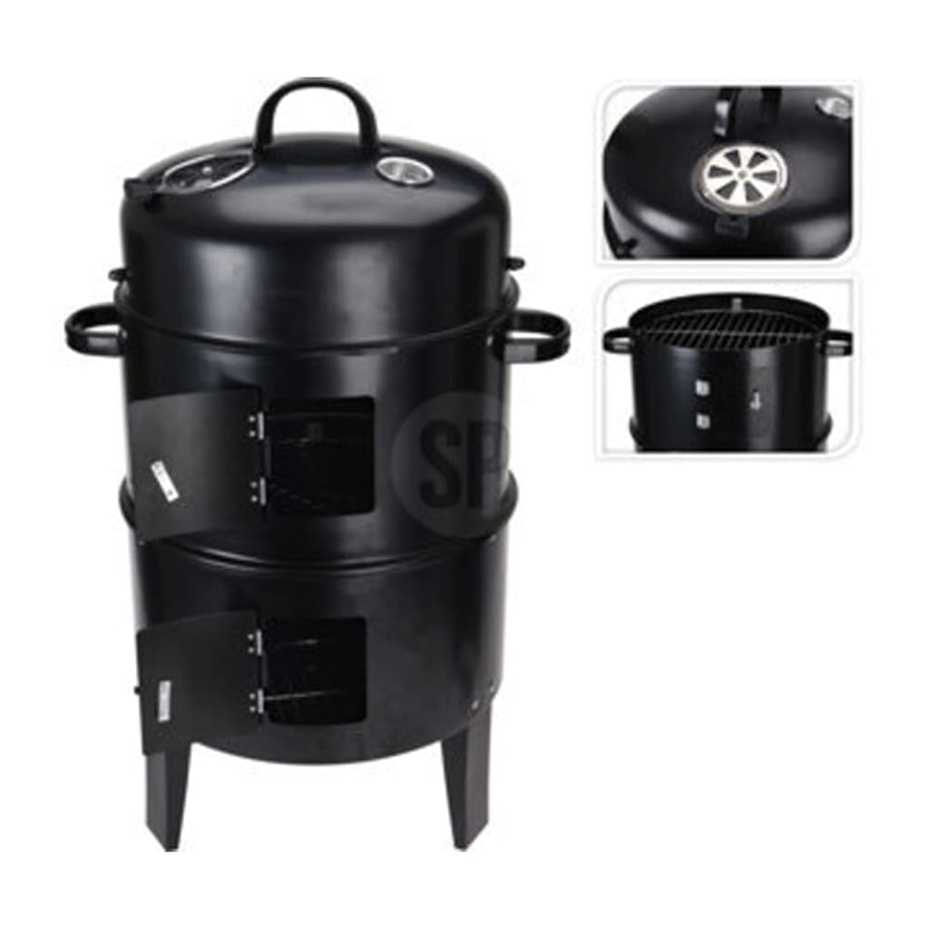 Barbecue à charbon à charbon à la cheminée et 2 grilles grilles noires
