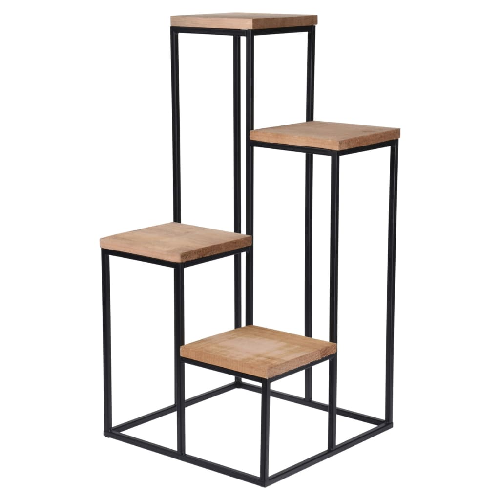 Home Styling Home Styling Support pour plantes avec 4 étagères naturel et noir