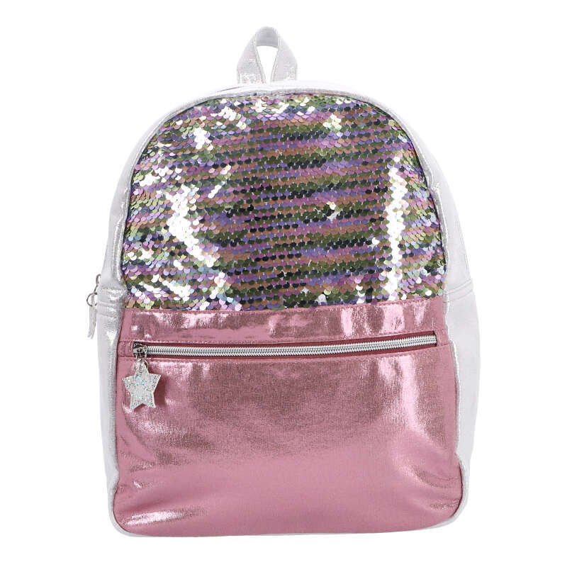Sac à dos basique paillettes rose argent