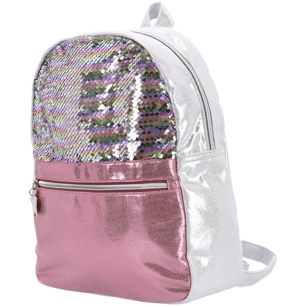 Sac à dos basique paillettes rose argent