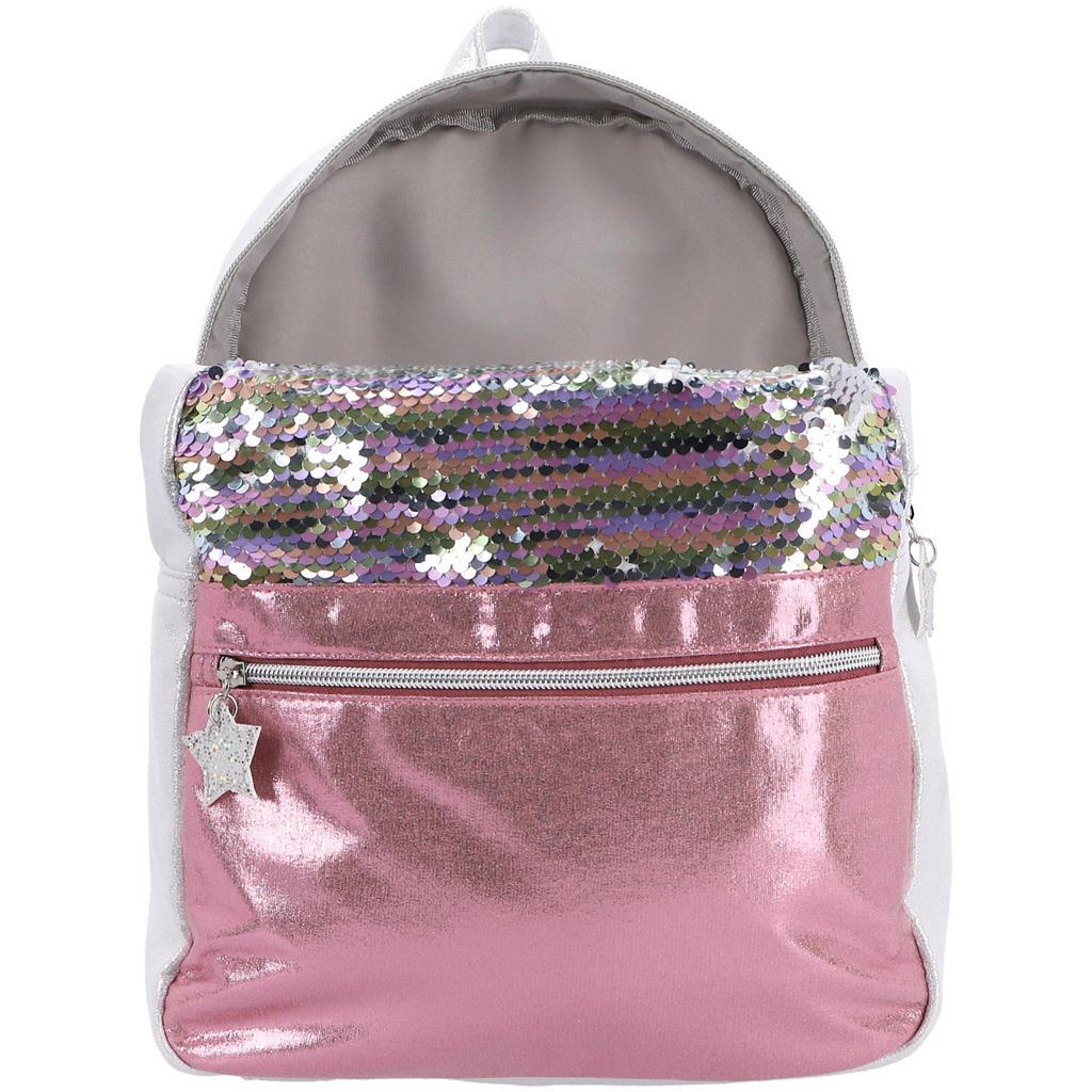 Sac à dos basique paillettes rose argent