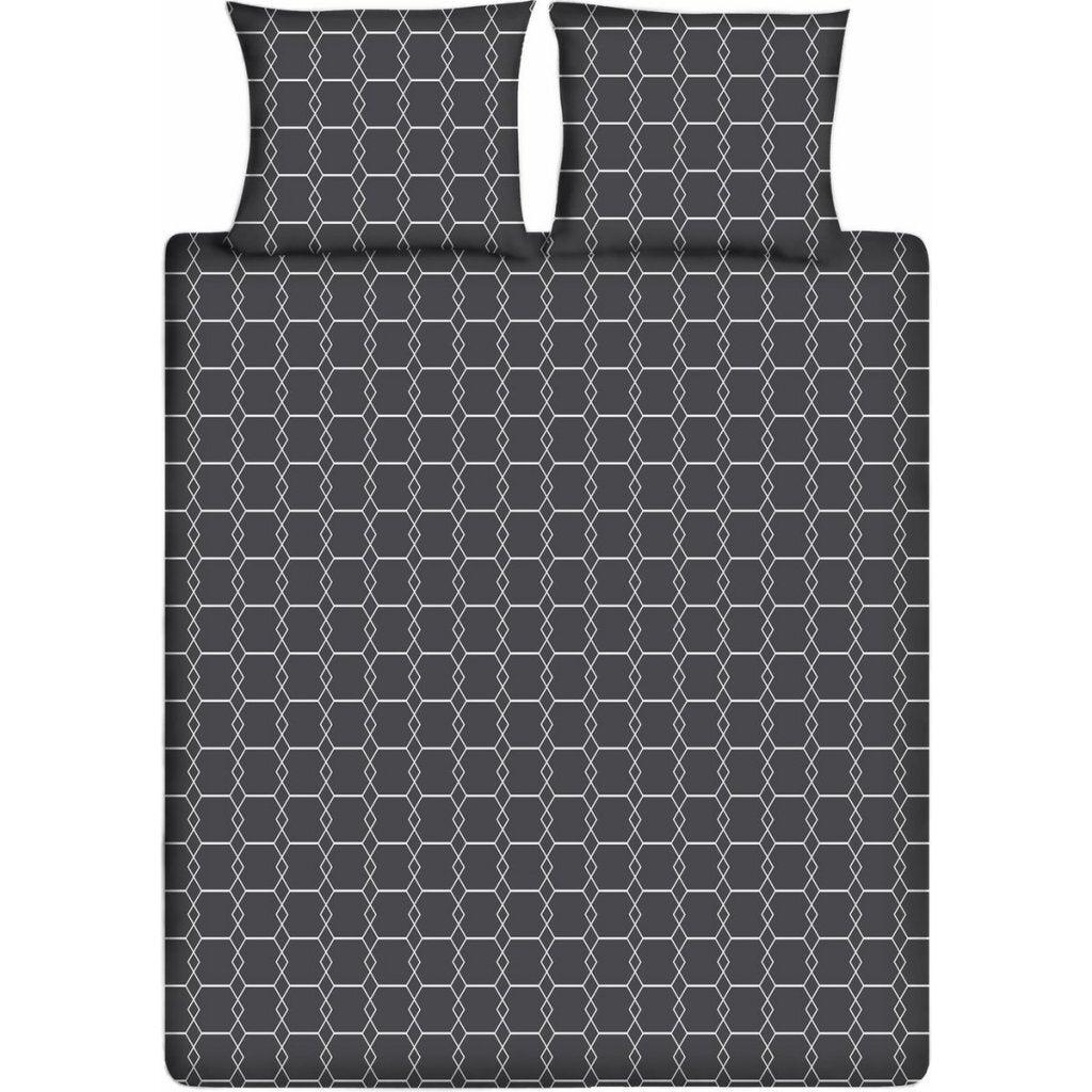 Housse de couette simple coton Ten cate 140x200 220 cm graphique anthracite