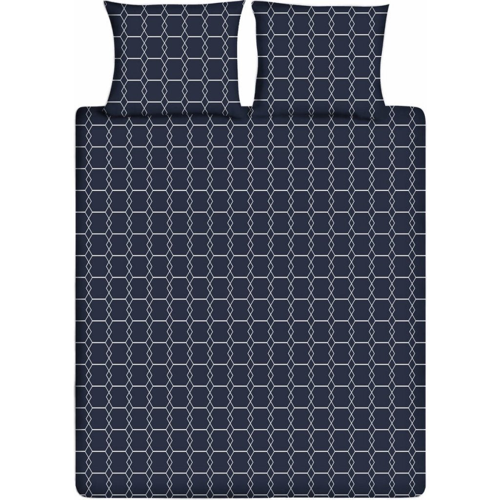 Housse de couette simple en coton Ten cate 140x200 220 cm graphique bleu foncé