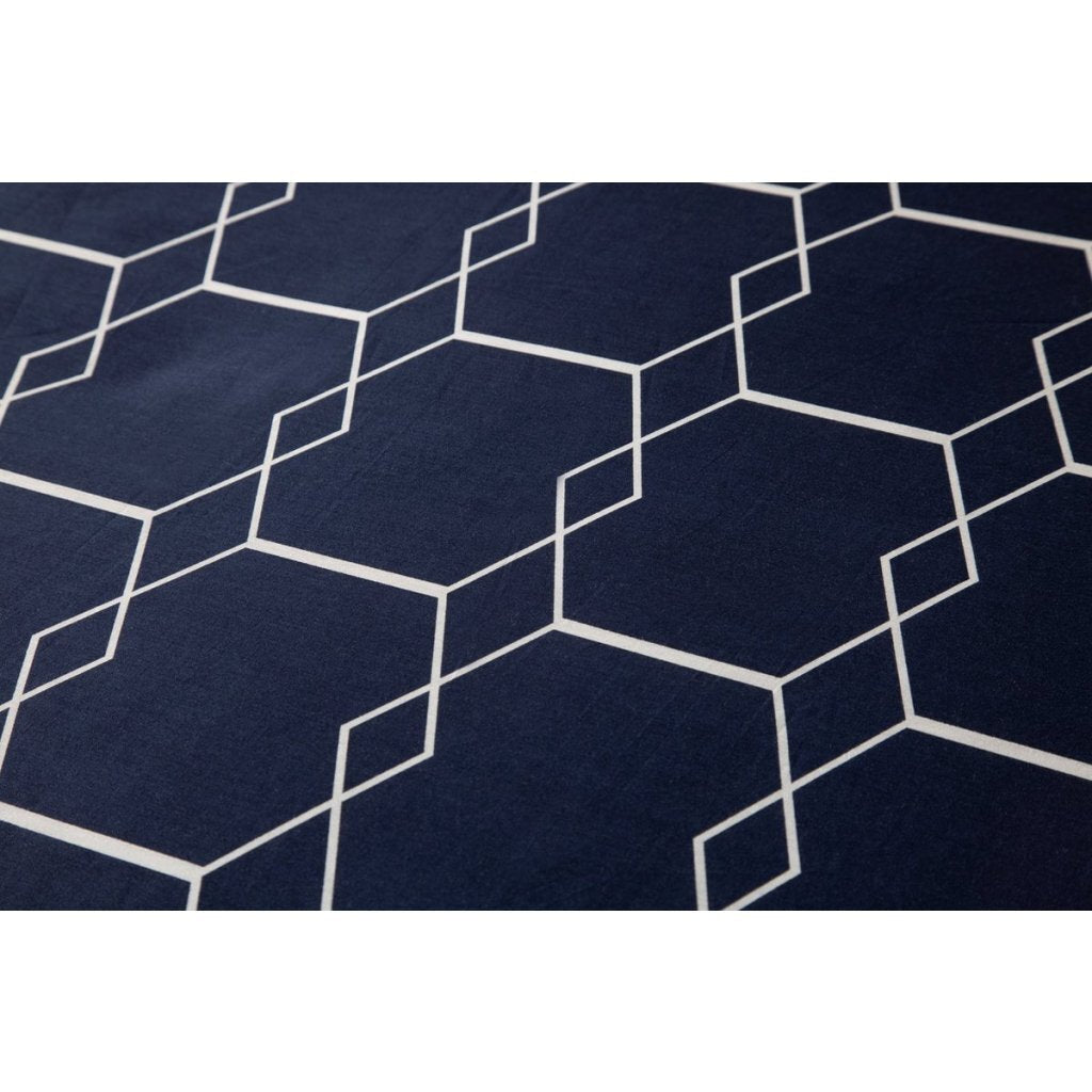 Housse de couette simple en coton Ten cate 140x200 220 cm graphique bleu foncé