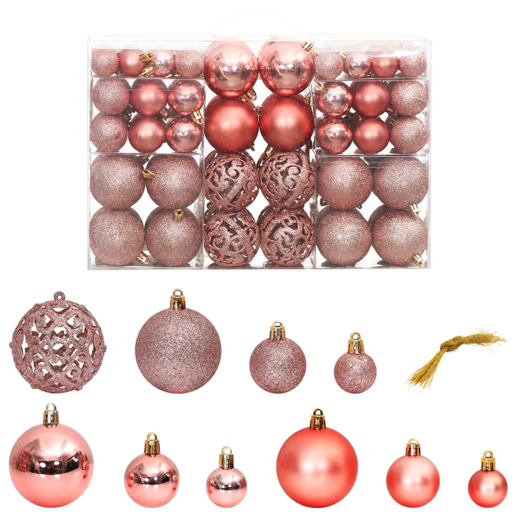 VidaXL Boules de Noël 100 pcs 3 4 6 cm rose et rosé