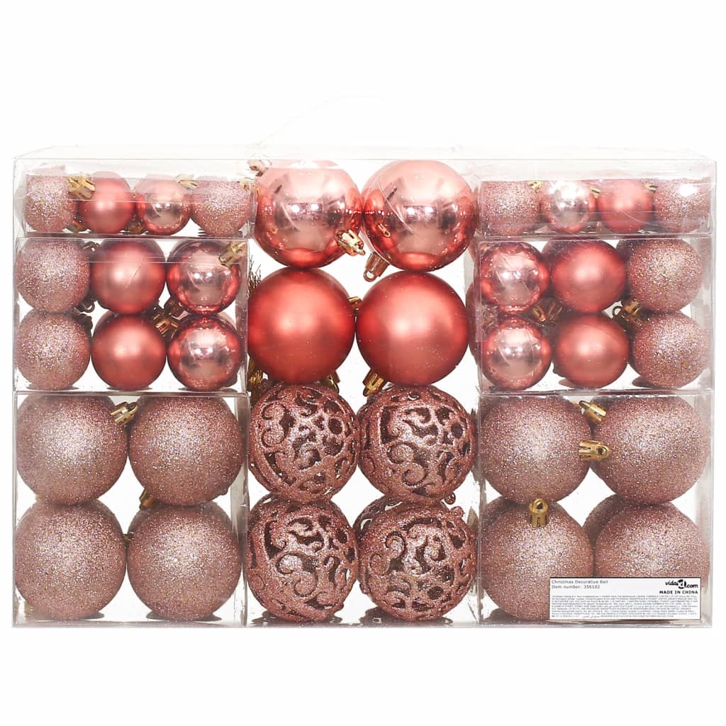 VidaXL Boules de Noël 100 pcs 3 4 6 cm rose et rosé