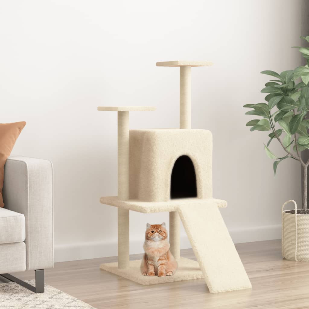 Vidaxl meuble pour chat avec griffoirs en sisal 110 cm couleur crème