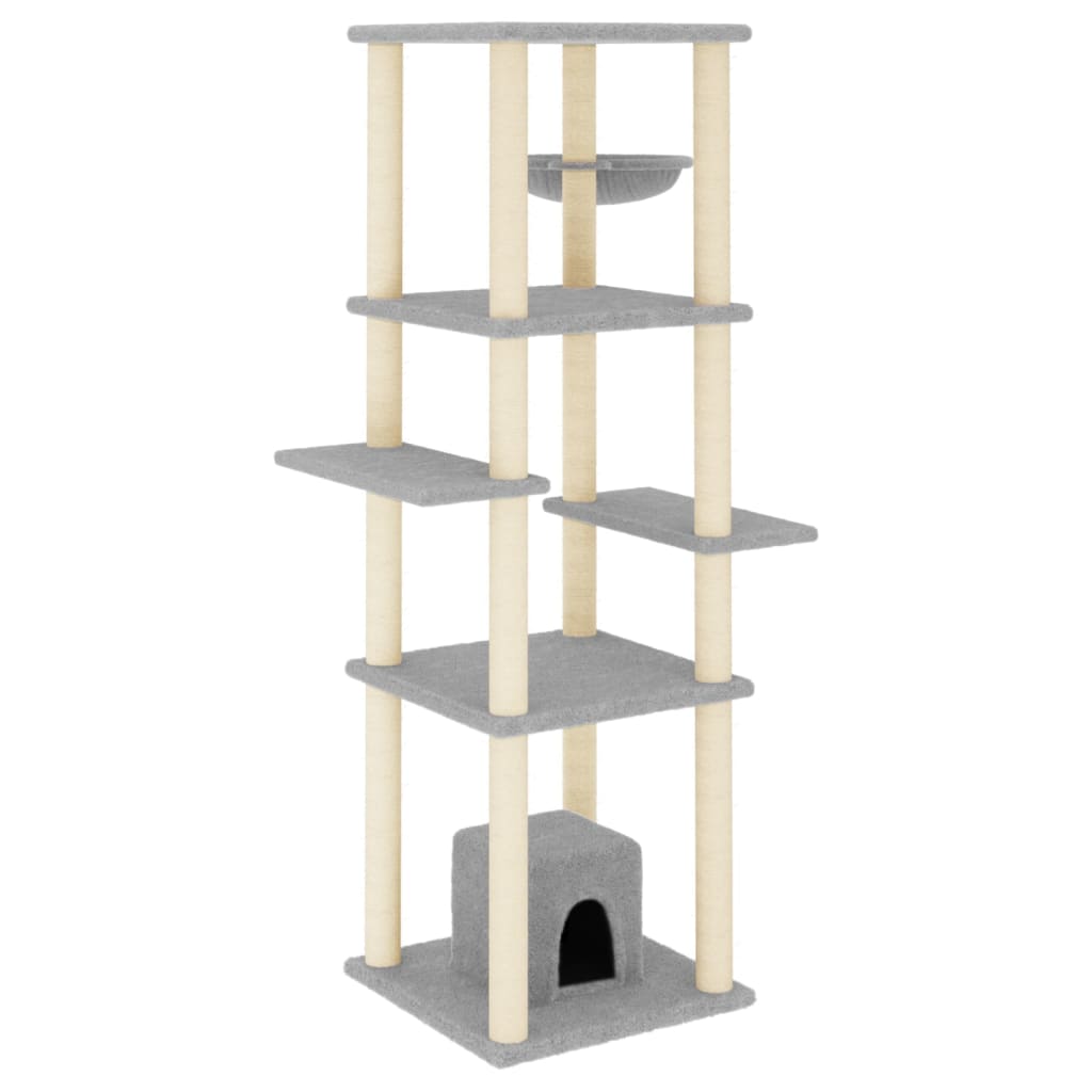 Vidaxl Cat Meubles avec Sisal Scratch Posts 154 cm Gris clair