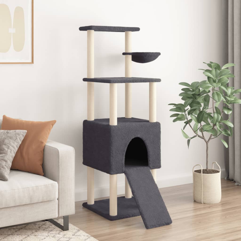 Vidaxl meuble pour chat avec griffoirs en sisal 153 cm gris foncé