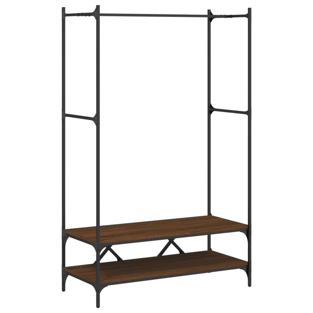 Rack de vêtements vidaxl avec étagères transformées en bois brun chêne couleur
