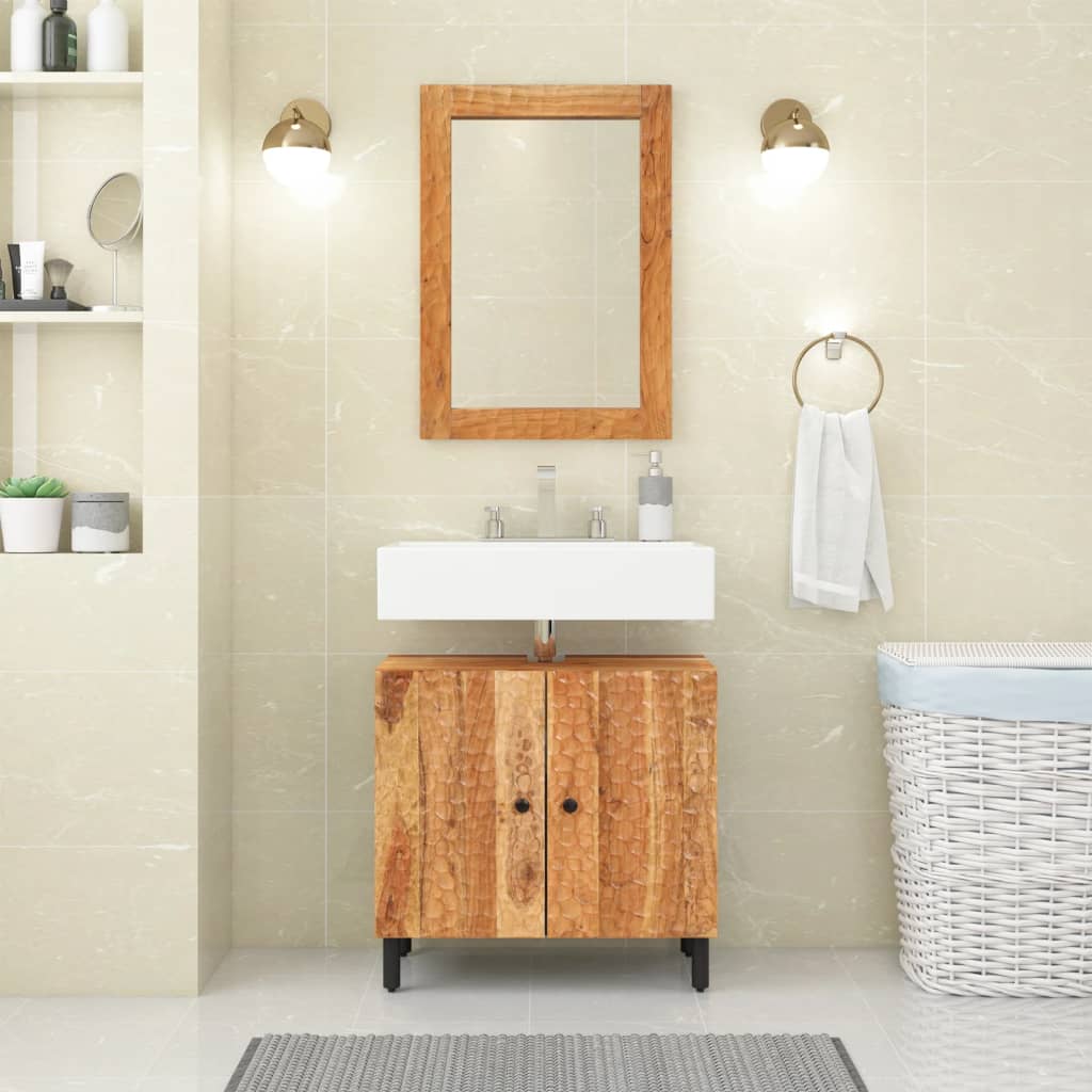 VidaXL Miroir de salle de bain 50x70x2,5 cm bois d'acacia massif et verre
