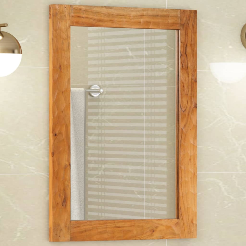 VidaXL Miroir de salle de bain 50x70x2,5 cm bois d'acacia massif et verre