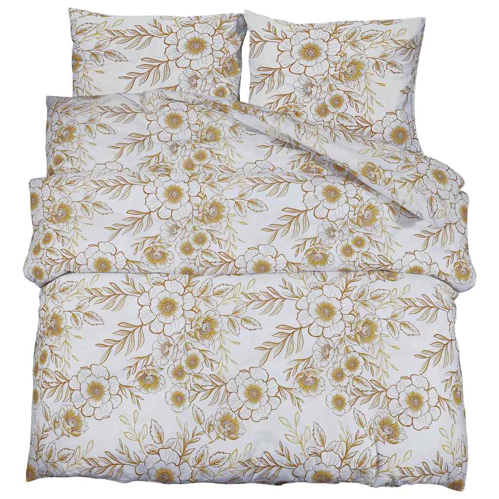Vidaxl Duvet Crossing Set 200x200 cm Coton blanc et marron