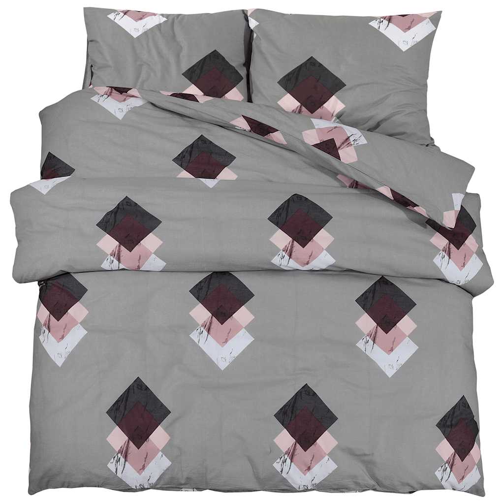 Ensemble de croisement de couette Vidaxl 240x220 cm Gray en coton