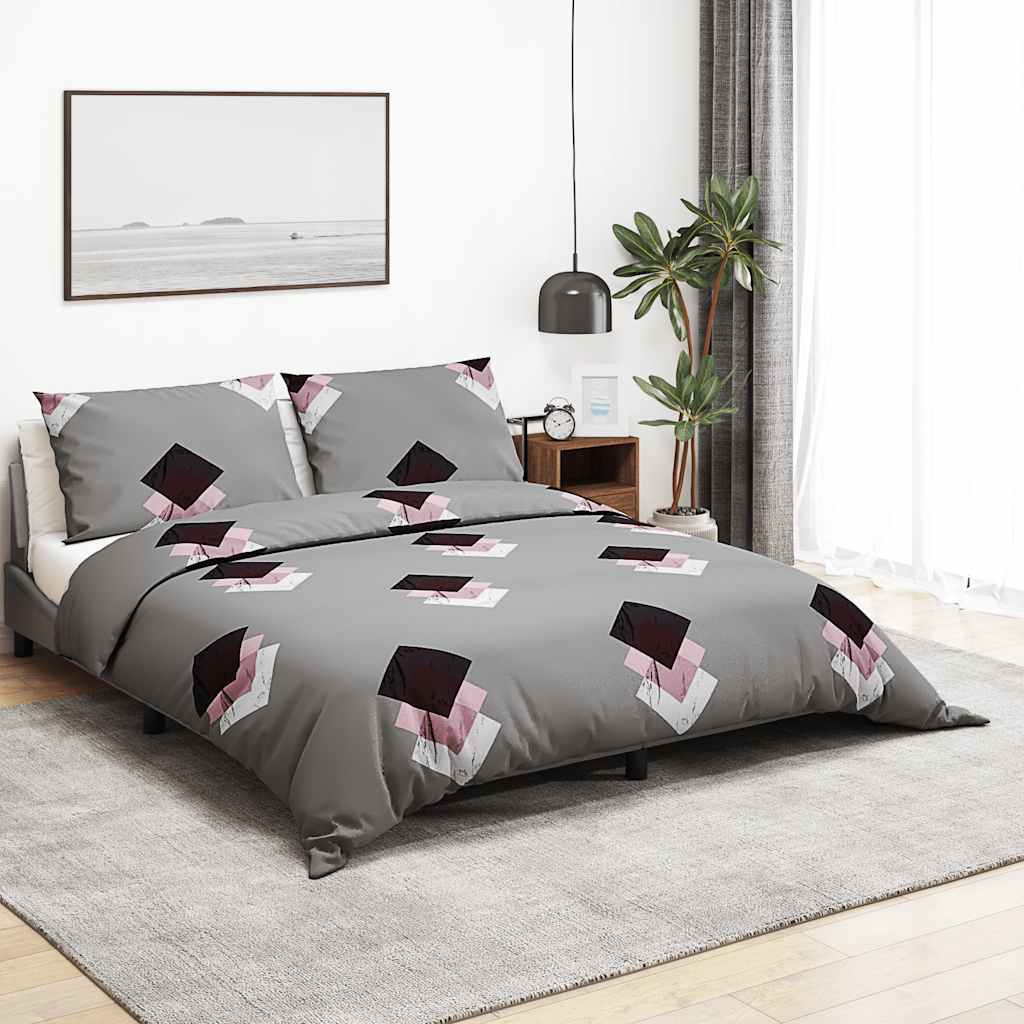 Ensemble de croisement de couette Vidaxl 225x220 cm Gray en coton