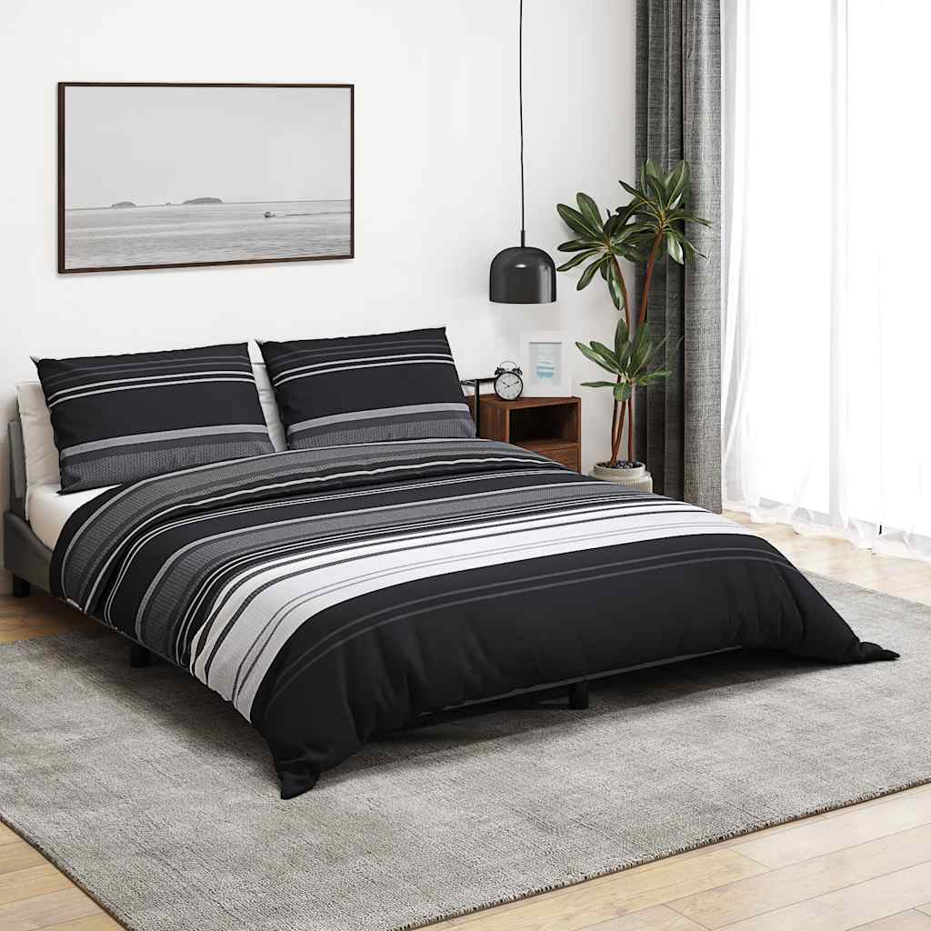 Ensemble de couvercle de couette Vidaxl 155x220 cm en noir et blanc