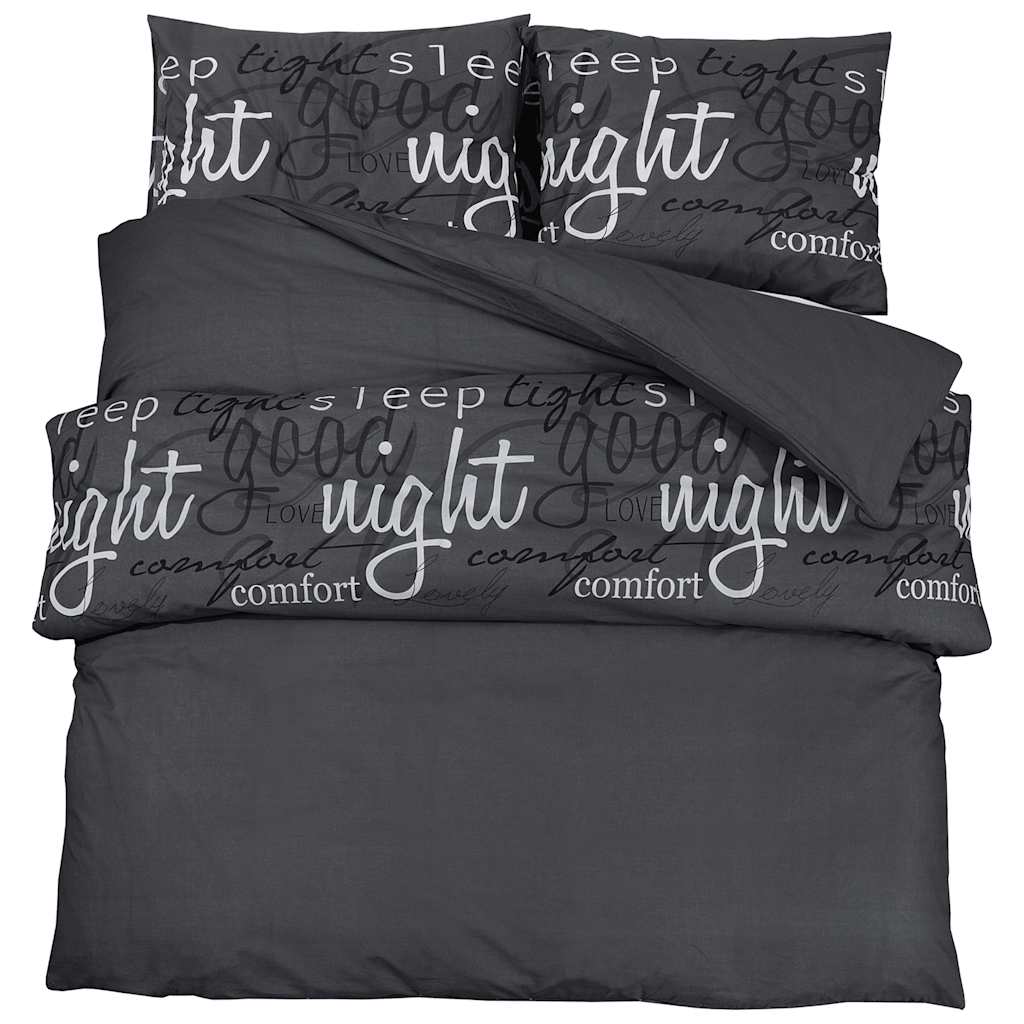 Vidaxl DUVET RONDIE SET 200X200 cm Coton noir
