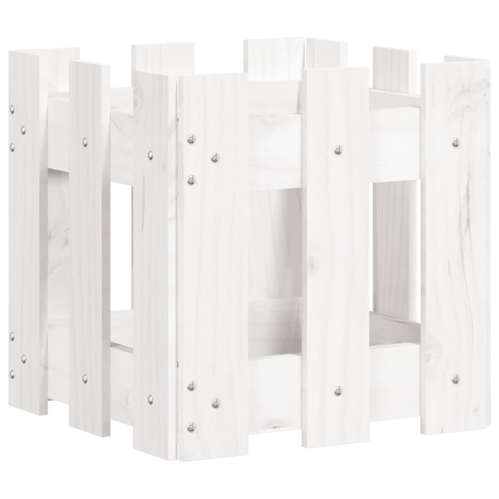 Vidaxx jardinière avec clôture design 30x30x30 cm bois de pin massif blanc