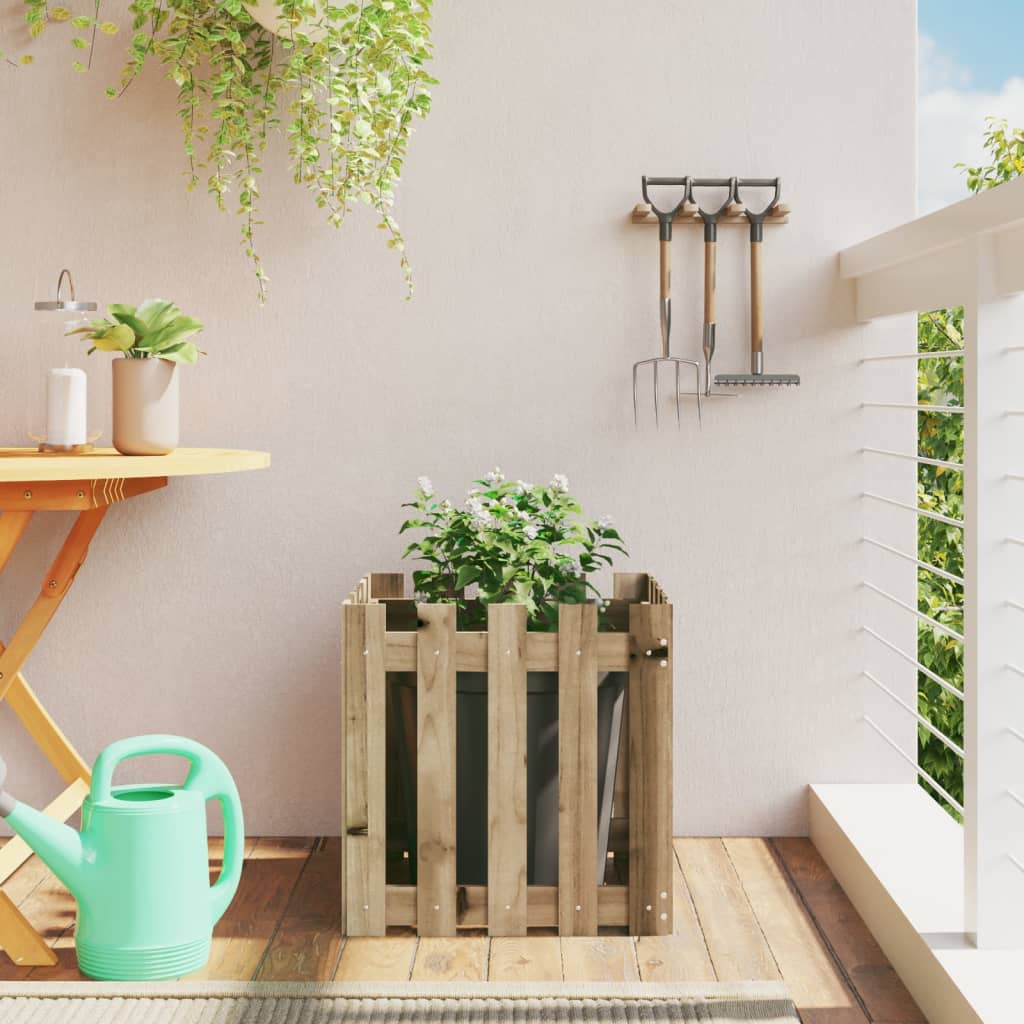 Vidaxx jardinière avec clôture design 50x50x50 cm bois de pin imprégné
