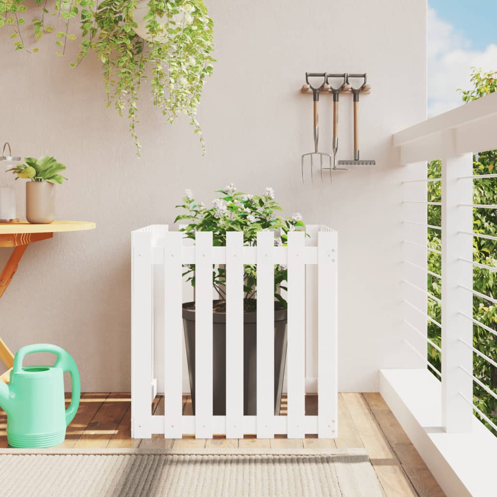 Vidaxx jardinière avec clôture design 70x70x70 cm bois de pin massif blanc
