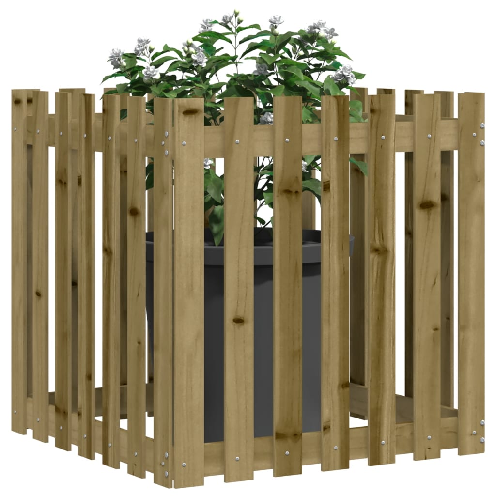 Vidaxx jardinière avec clôture design 70x70x70 cm bois de pin imprégné