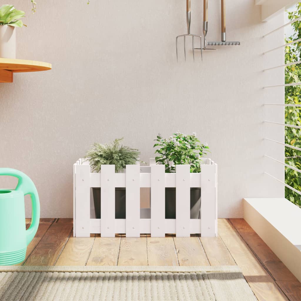 Boîte de planification Vidaxl avec clôture 60x30x30 cm en pin massif blanc