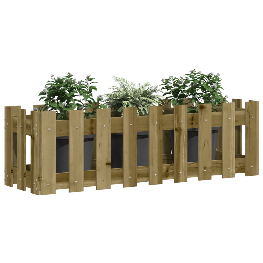 Vidaxxl jardinière surélevée design clôture 100x30x30 cm bois imprégné