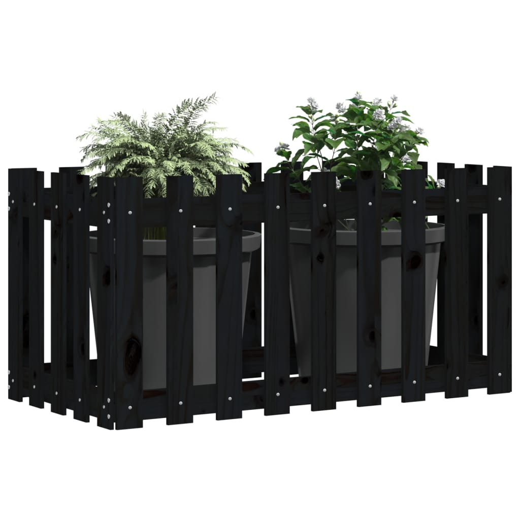 Vidaxx jardinière clôture surélevée design 100x50x70 cm bois de pin noir