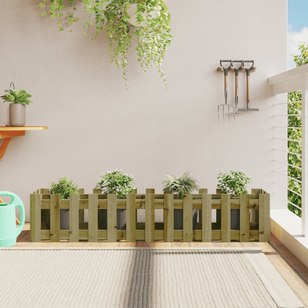 Vidaxxl jardinière surélevée design clôture 150x30x30 cm bois imprégné