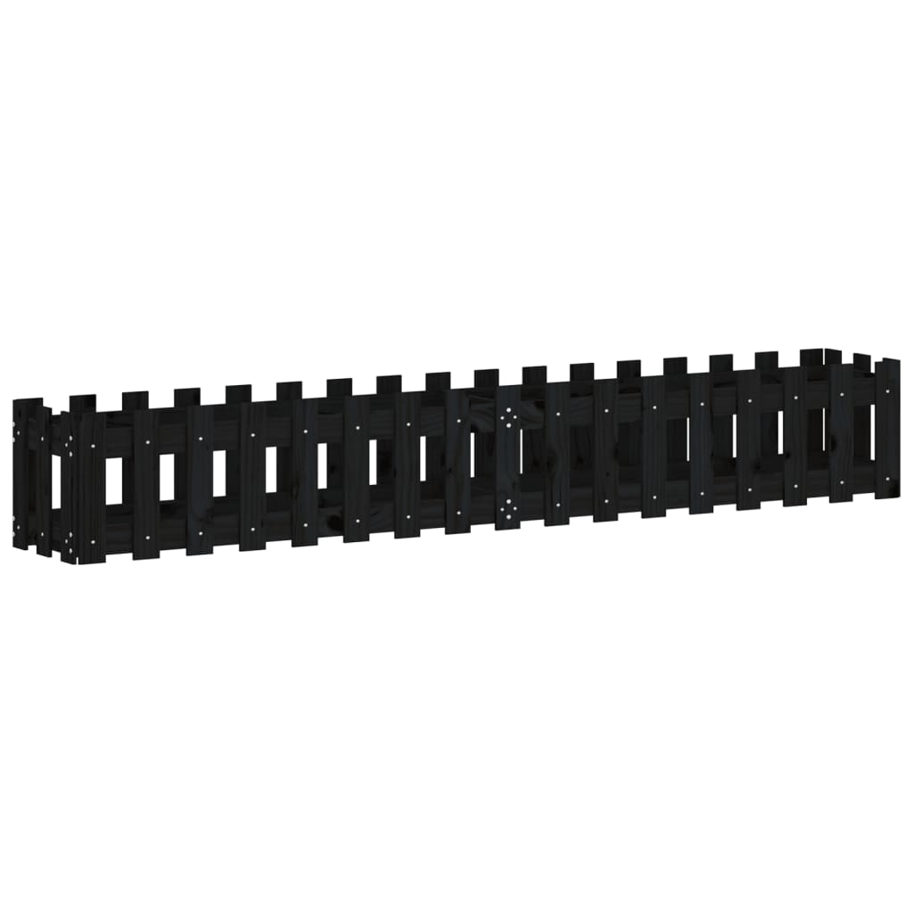 Vidaxx jardinière clôture surélevée design 200x30x30 cm bois de pin noir