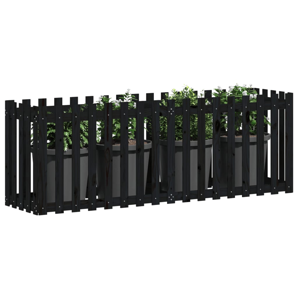 Vidaxx jardinière clôture surélevée design 200x50x70 cm bois de pin noir