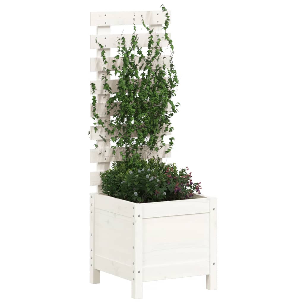 Vidaxx jardinière avec support 39x39,5x114 cm bois de pin massif blanc
