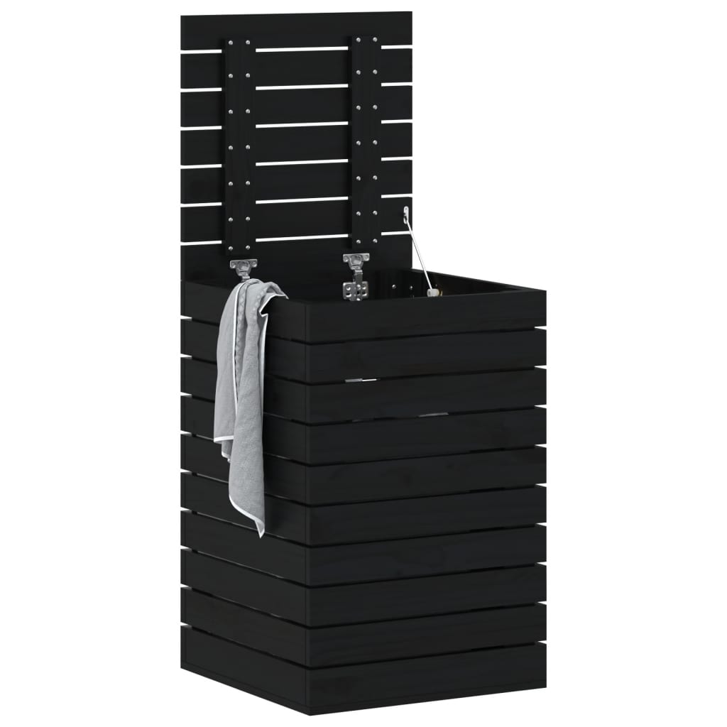 VidaXL Panier à linge 44x44x66 cm bois de pin massif noir