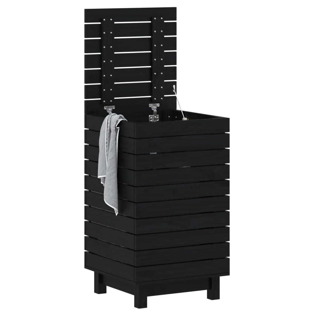 VidaXL Panier à linge 44x44x76 cm bois de pin massif noir