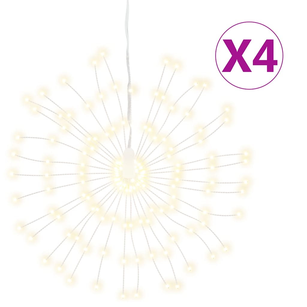 Vidaxx lumières de Noël feux d'artifice 4 pcs 140 LED blanc chaud 17 cm