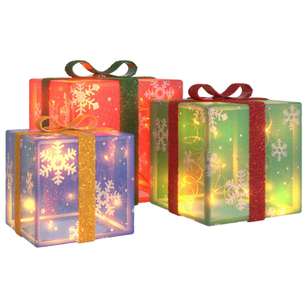 VidaXL coffret cadeau figurines de Noël 3 pièces éclairées 64 LED blanc chaud