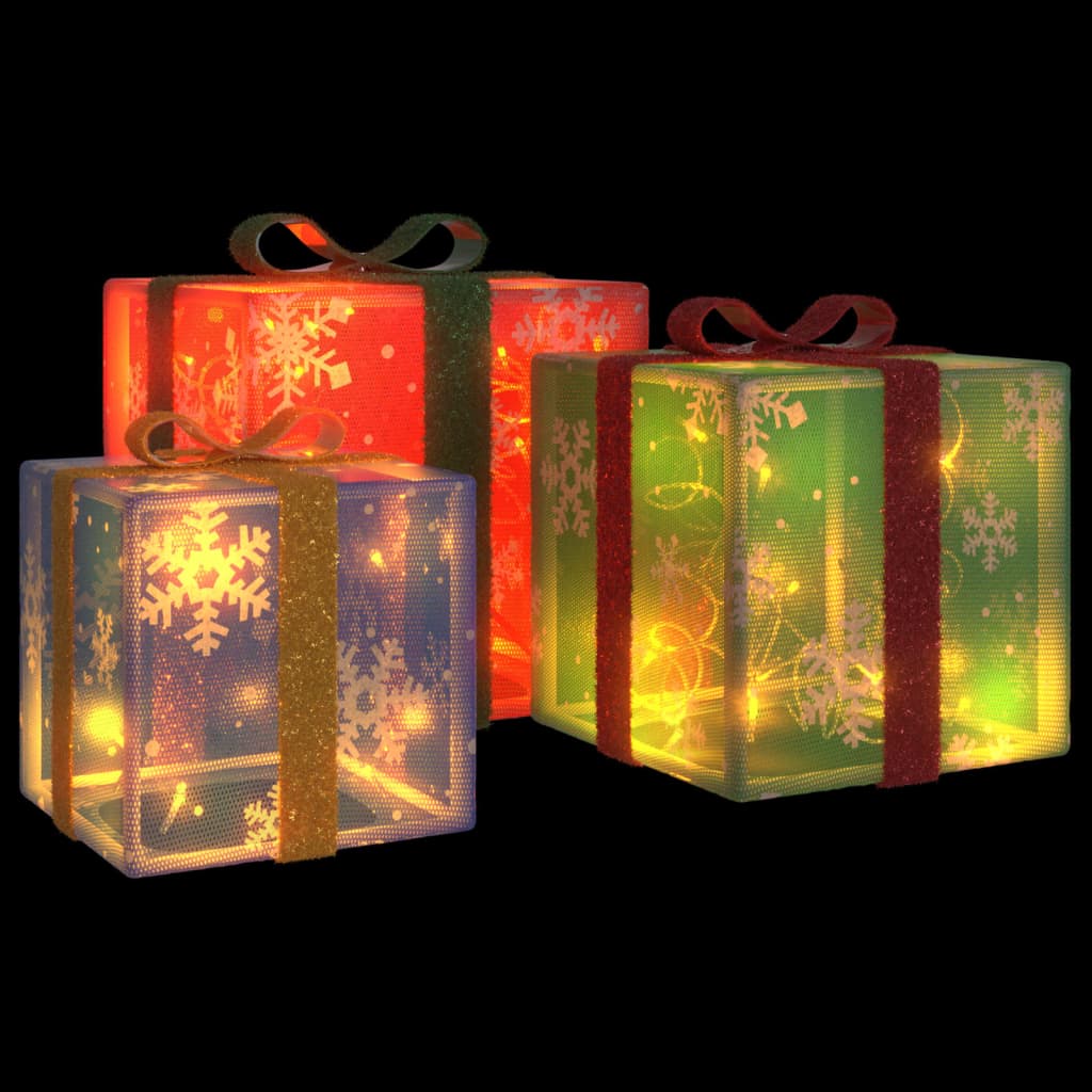 VidaXL coffret cadeau figurines de Noël 3 pièces éclairées 64 LED blanc chaud