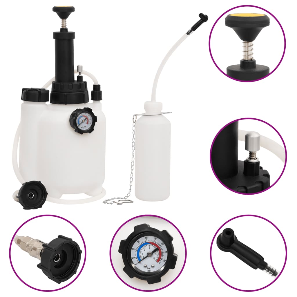 Vidaxxl purgeur de frein 3 l blanc et noir