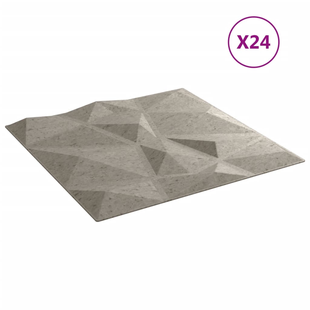 Vidaxx 24 pcs panneaux muraux diamant 6 m² 50x50 cm xps gris béton