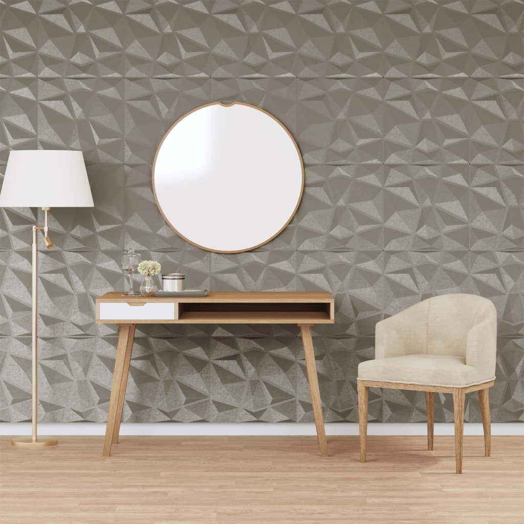 Vidaxx 24 pcs panneaux muraux diamant 6 m² 50x50 cm xps gris béton