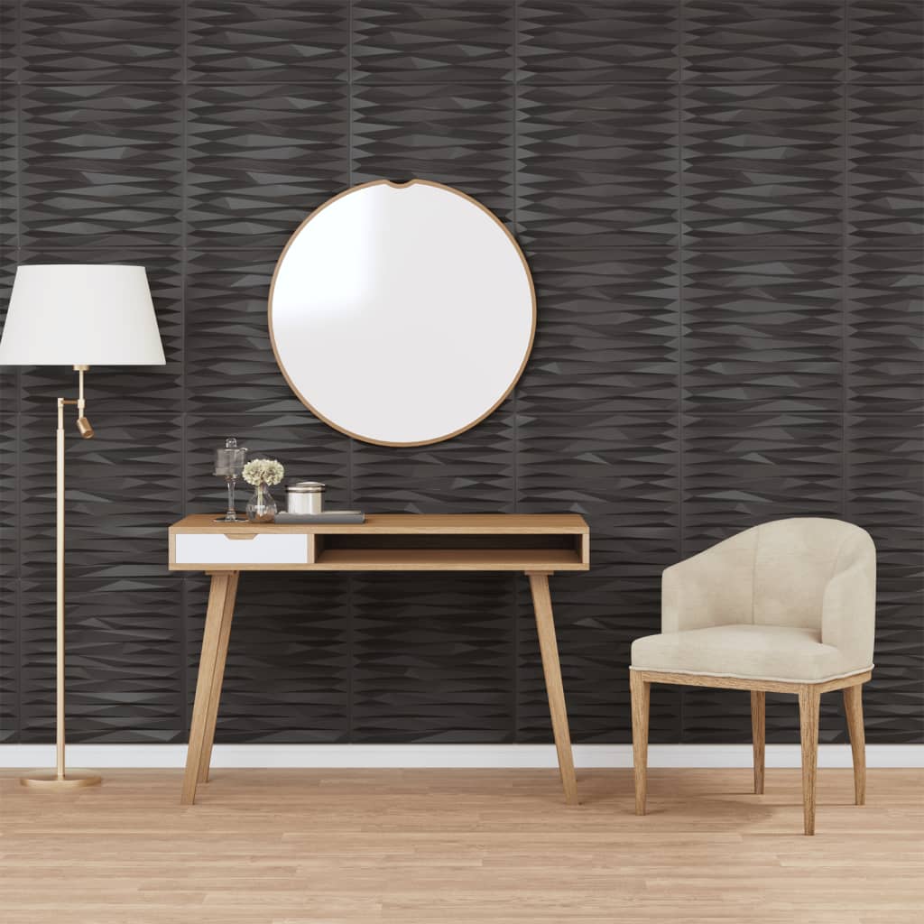 Vidaxx 12 pcs panneaux muraux pierre 3 m² 50x50 cm xps noir