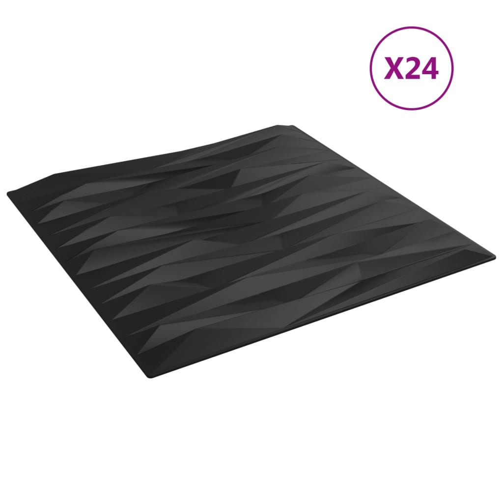 VidaXL 24 pcs panneaux muraux pierre 6 m² 50x50 cm xps noir