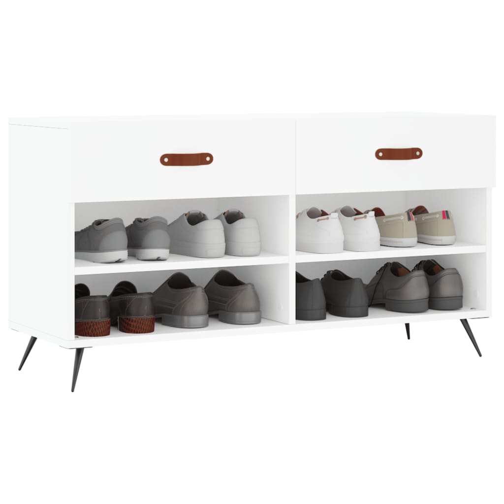 Vidaxx banc à chaussures 102x35x55 cm bois d'ingénierie blanc